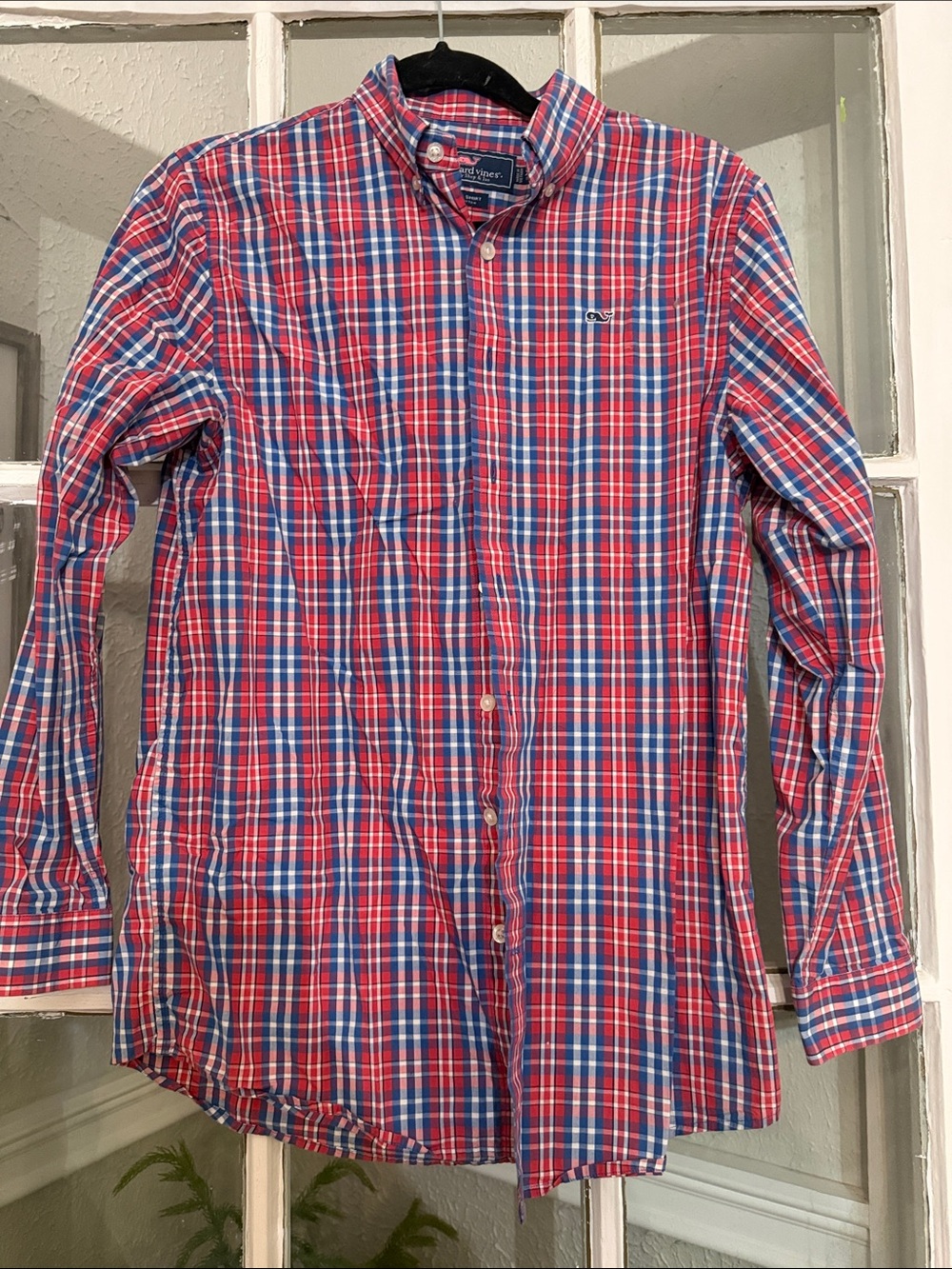 Vineyard Vines Boy’s Red & Blue Plaid Button-Down Shirt